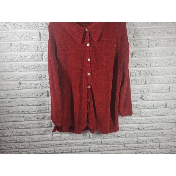 Denim Co Womens Sweater 2X Cardigan Long Sleeve Red Soft Acrylic SWE176E - Picture 4 of 7